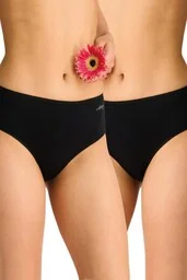 Figi damskie bawełniane (2pack) klasyczne gładkie o pełnym tyle czarne LPC 185 Key - Majtki damskie - miniaturka - grafika 1