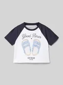 Koszulki dla dziewczynek - T-shirt krótki z detalami z logo - miniaturka - grafika 1