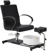 Fotele kosmetyczne - Fotel kosmetyczny do pedicure Luis z masażerem stóp do salonu spa czarny - miniaturka - grafika 1