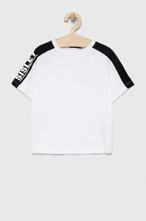 Koszulki dla chłopców - Sisley t-shirt dziecięcy kolor biały z nadrukiem - grafika 1