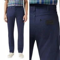 Spodnie męskie - Wrangler Greensboro Dark Navy Granatowe Proste Materiałowe Spodnie W34 L34 - miniaturka - grafika 1