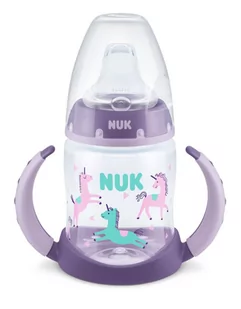 NUK Butelka FC+ z PP 150ml do nauki picia z uchwytami i z wskaźnikiem temperatury (ustnik SILIKON niekapek) fioletowa 743943D - Kubki dla dzieci - miniaturka - grafika 1
