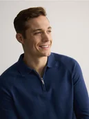 Swetry męskie - Reserved - Bawełniany sweter polo - niebieski - miniaturka - grafika 1