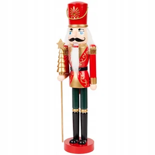 DZIADEK DO ORZECHÓW Z BERŁEM PIĘKNA DUŻA FIGURKA ŚWIĄTECZNA 50 CM DREWNO - Ozdoby bożonarodzeniowe - miniaturka - grafika 1