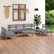 Meble ogrodowe - vidaXL 8-cz zestaw wypoczynkowy do ogrodu szary drewno sosnowe 3082569 - miniaturka - grafika 1