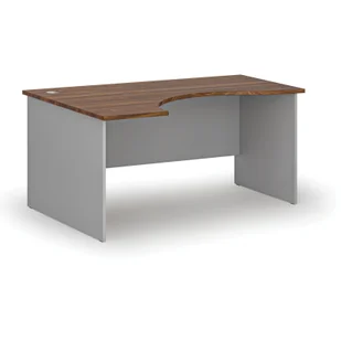 Biurko narożne PRIMO GRAY, 1600 x 1200 mm, lewe, szary/orzech - Biurka - miniaturka - grafika 1