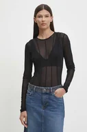 Body - Remain body Bodysuit With Cutlines damskie kolor czarny gładka 501946100 - miniaturka - grafika 1