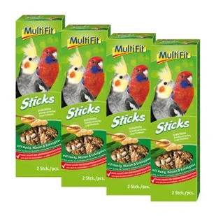 MultiFit Sticks dla dużych papug 4 x 2 szt. Miód i orzechy - Przysmaki dla ptaków - miniaturka - grafika 1