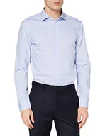 Koszule męskie - Seidensticker Męska koszula biznesowa - bez prasowania, wąska koszula - Slim Fit - długi rękaw - kołnierz Kent - w kratkę - 100% bawełna, wielokolorowy (jasnoniebieski 12), 38 PL - miniaturka - grafika 1