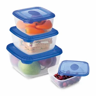 Komplet 4 pojemników na żywność Plast Team Polar 0,46 l 0,95 l 1,5 l 2,5 l kwadratowe - Pojemniki kuchenne - miniaturka - grafika 1