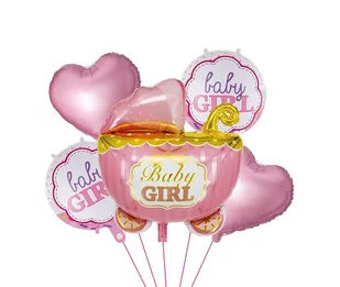 Zestaw balonów na Baby Shower, dla dziewczynki, 5 el - Baby shower i roczek - miniaturka - grafika 1