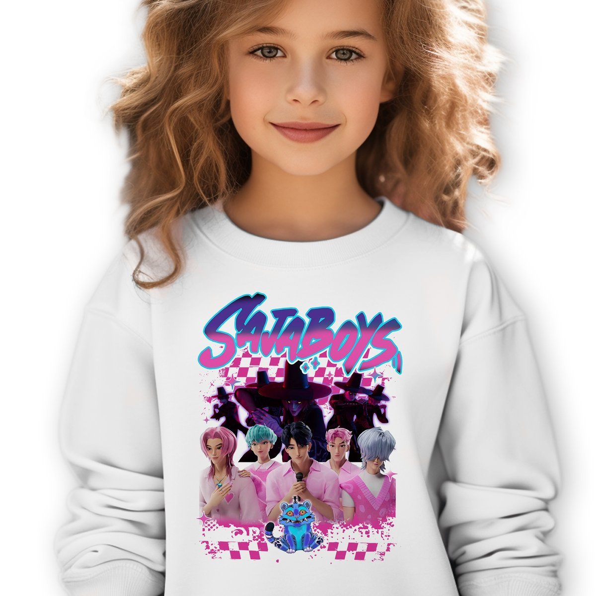 Bluza Dziecięca Biała SAJA BOYS GANG Do Szkoły K-pop Muzyka Wz Rozm 104 cm
