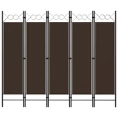 Parawany - Parawan 5-panelowy, brązowy, 200 x 180 cm - miniaturka - grafika 1