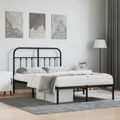 Inne meble do sypialni - vidaXL Metalowa rama łóżka z wezgłowiem, czarna, 120x200 cm - miniaturka - grafika 1