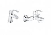 Grohe 33265002+33300002 Eurosmart New zestaw baterii umywalkowa i wannowo-prysznicowa ścienna 33265002 + 33300002