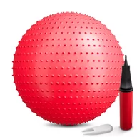 Piłki do ćwiczeń - Piłka fitness z wypustkami 65cm czerwona z pompką - miniaturka - grafika 1