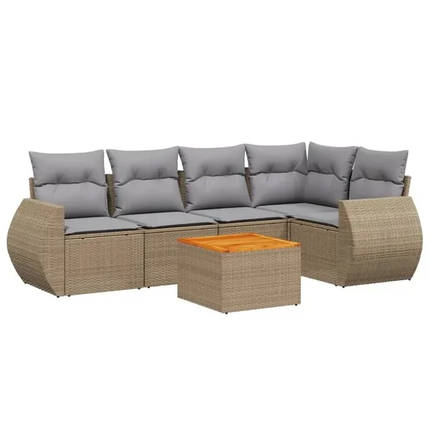 Beżowy zestaw mebli ogrodowych z rattanu PE, wymiary: 62x62x69 cm, 55x62x6