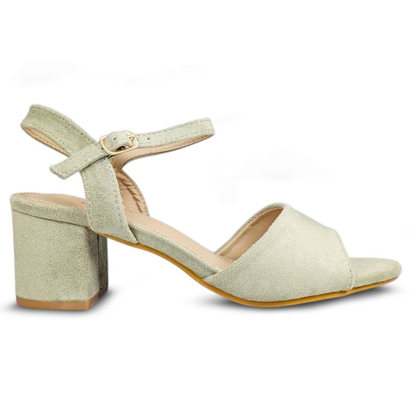 Sandały Eleganckie Na Niskim Słupku Zamszowe Klasyczne Nowoczesne Modne Stylowe Wygodne Stabilne Damskie Na Obcasie Zielone Werona 40