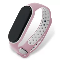 Akcesoria do smartwatchy - PASEK OPASKA MESH do XIAOMI MI BAND 5/6 (różowo-biały) - miniaturka - grafika 1