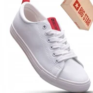 Trampki damskie - Big Star DD274685 damskie białe trampki niskie eko-skóra - miniaturka - grafika 1