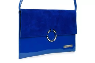 Torebki damskie - Niebieska oryginalna damska torebka kopertówka na pasku usztywniana W63 - grafika 1