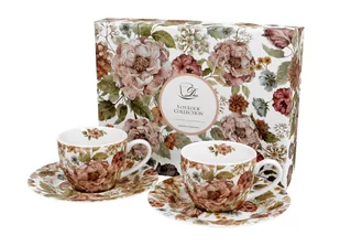 Filiżanki do espresso porcelanowe ze spodkami DUO PASTEL FLOWERS WHTE 90 ml 2 szt - Filiżanki - miniaturka - grafika 1