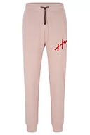 Spodenki męskie - HUGO Męskie spodnie dresowe z bawełny Terry z ręcznie wyszywanym logo, Light/Pastel Pink687, XS - miniaturka - grafika 1