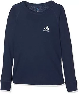 Koszulki dla chłopców - Odlo Bl Top Crew Neck L/S Active Warm Kids podkoszulek dla dzieci, uniseks niebieski Blau (Diving Navy) 152 10459 - grafika 1