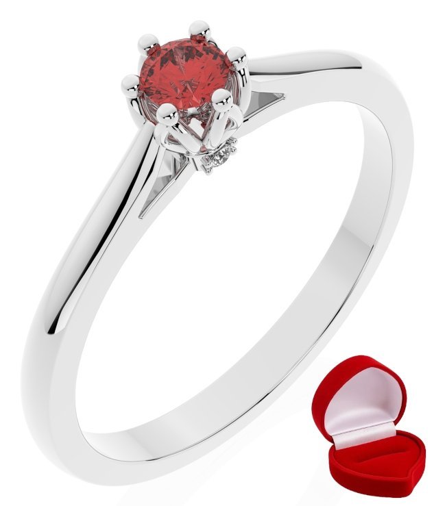 ZŁOTY PIERŚCIONEK ZARĘCZYNOWY 585 14k RUBIN 0,09 ct BIAŁE ZŁOTO R30