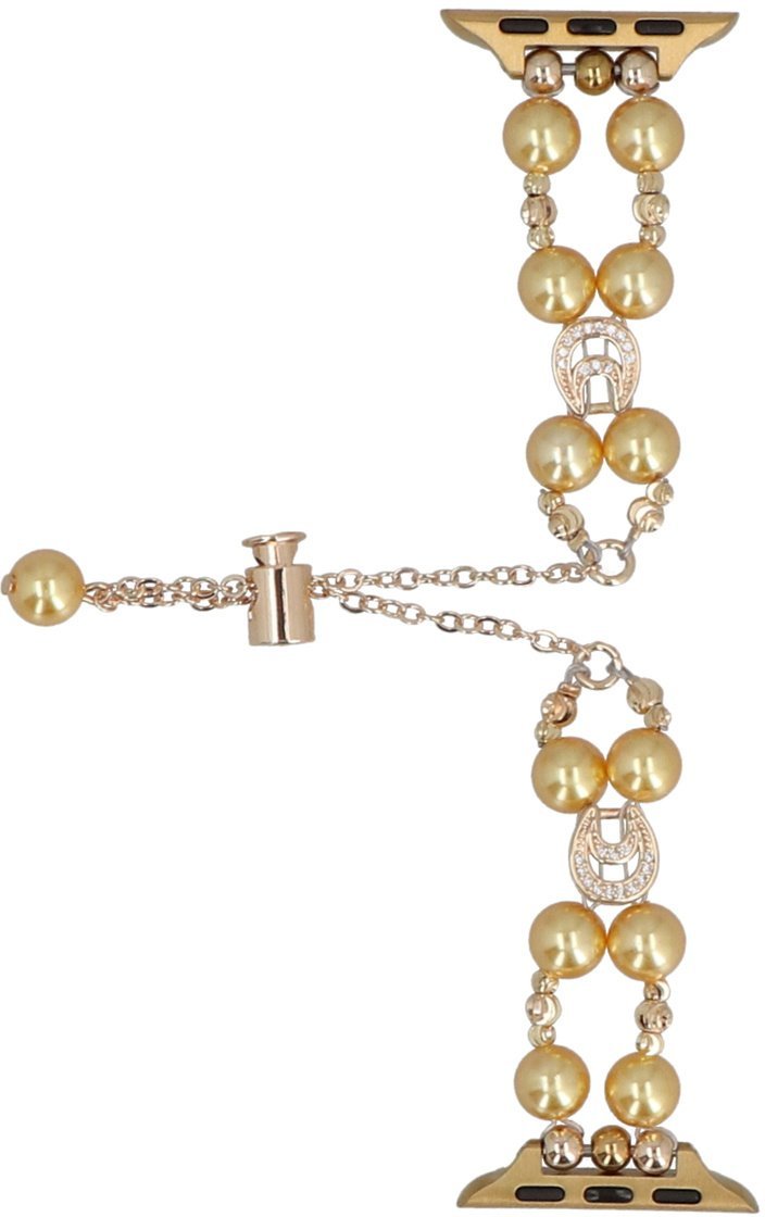 GlacierX bransoleta do smartwatcha Slider Clasp Double Chain Pearl Bracelet Gold Gleam do Apple Watch 38/40/41mm Złota