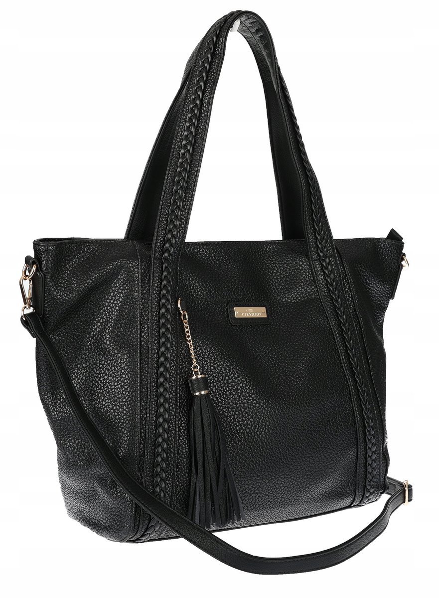Torebka damska shopper A4 elegancka torba duża na ramię CH778 Czarna