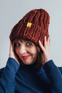 Wełniana czapka zimowa peruvian WOOLY rudy brąz - Czapki damskie - miniaturka - grafika 1