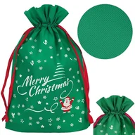 Pozostałe akcesoria świąteczne - Worek na prezenty od św. Mikołaja torba świąteczna pod choinkę zielona - miniaturka - grafika 1