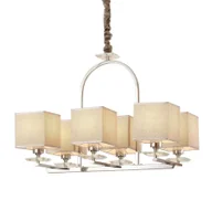 Lampy sufitowe - LINIANO W6 nowoczesna lampa wisząca chromowana z szarymi abażurami 6xE14 - miniaturka - grafika 1