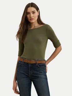 LAUREN RALPH LAUREN Bluzka 200654963189 Zielony Slim Fit - Bluzki damskie - miniaturka - grafika 1