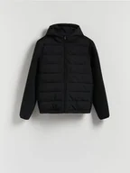 Kurtki męskie - Reserved - Pikowana kurtka z kapturem - czarny - miniaturka - grafika 1