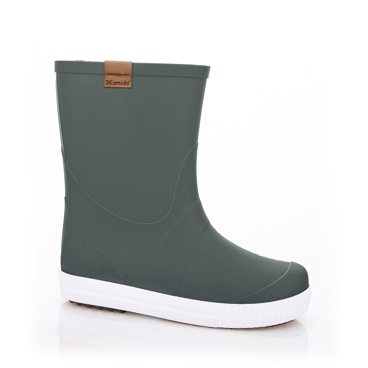 3Kamido Kalosze GoStyle - stylowe kalosze dziecięce, z taśmą odblaskową 3M, antybakteryjną wkładką i antypoślizgową podeszwą ciemnozielone 27/28