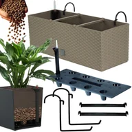 Donice - Doniczka balkonowa 51cm + uchwyty / haki, nawadniacz Skrzynka na balkon + keramzyt 2l - miniaturka - grafika 1