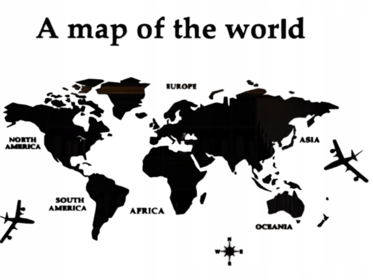 MAPA ŚWIATA NA ŚCIANĘ AKRYLOWA CZARNA DEKORACJA ŚCIENNA DO SALONU KUCHNI