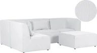 Narożniki - BELIANI Sofa narożnik 4-osobowy prawostronny złamana biel sztruksowa z otomaną 4-osobowa nowoczesna kanapa modułowa z poduszką - miniaturka - grafika 1