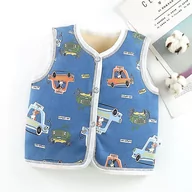 Bluzki dla niemowląt - Slowmoose Kardigan bez rękawów, chłodna kurtka - Futrzana kamizelka tkanina zimowa Granatowy 2 4T - miniaturka - grafika 1