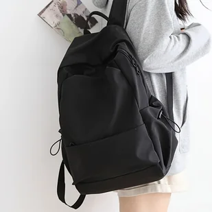 TEMU Unisex Casual Nylon Backpack, Lekki Travel Rucksack, Duża Pojemność Student Bookbag z Regulowanymi Paskami, Składana College Bag z Ruched - Inne - miniaturka - grafika 1