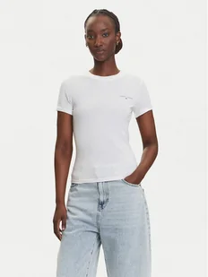 Tommy Jeans T-Shirt Linear DW0DW21164 Écru Slim Fit - Koszulki i topy damskie - miniaturka - grafika 1