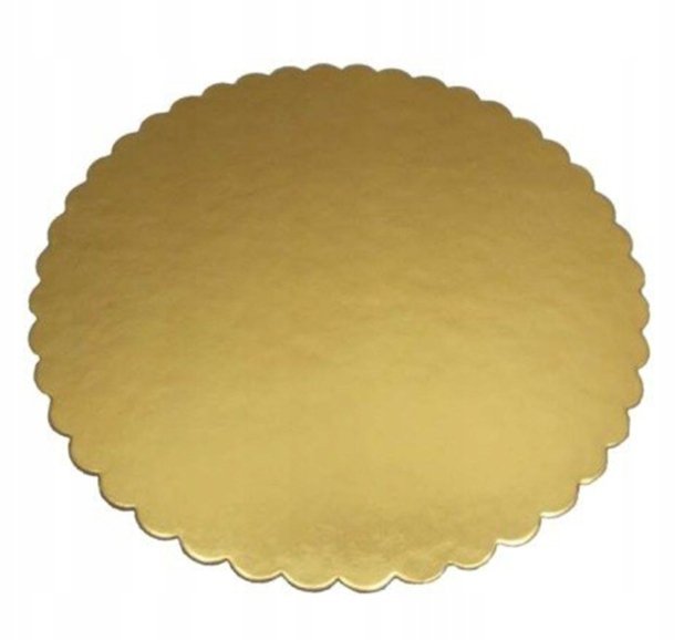 PODKŁAD OKRĄGŁY POD TORT ZŁOTY KARBOWANY 2400G CUKIERNICZY PODSTAWKA 26CM