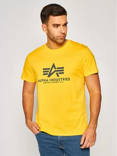 Koszulki męskie - Alpha Industries T-Shirt Basic 100501 Żółty Regular Fit - grafika 1
