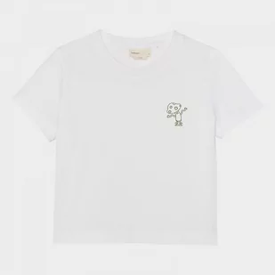 Damski t-shirt crop top z nadrukiem Outhorn OTHWSS24TTSHF1479 - biały - Koszulki sportowe damskie - miniaturka - grafika 1