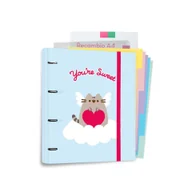 Szkolne artykuły papiernicze - Pusheen - Segregator A4 z kolekcji Purrfect Love z kartkami (4 ringi, gumka) - miniaturka - grafika 1