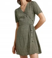 Sukienki - PEPE JEANS ZIELONA SUKIENKA KOPERTOWA Z PASKIEM I KRÓTKIM RĘKAWEM S I1D - miniaturka - grafika 1