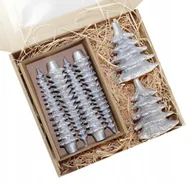 Świece - Zestaw prezentowy świece choinki +stroikowe srebrn - miniaturka - grafika 1