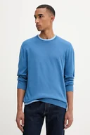 Swetry męskie - Calvin Klein sweter bawełniany męski kolor niebieski lekki LV040BM343 - miniaturka - grafika 1